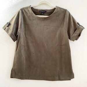 Banana‎ Republic Factory Vegan Suede Short Sleeve Top Brown Size M